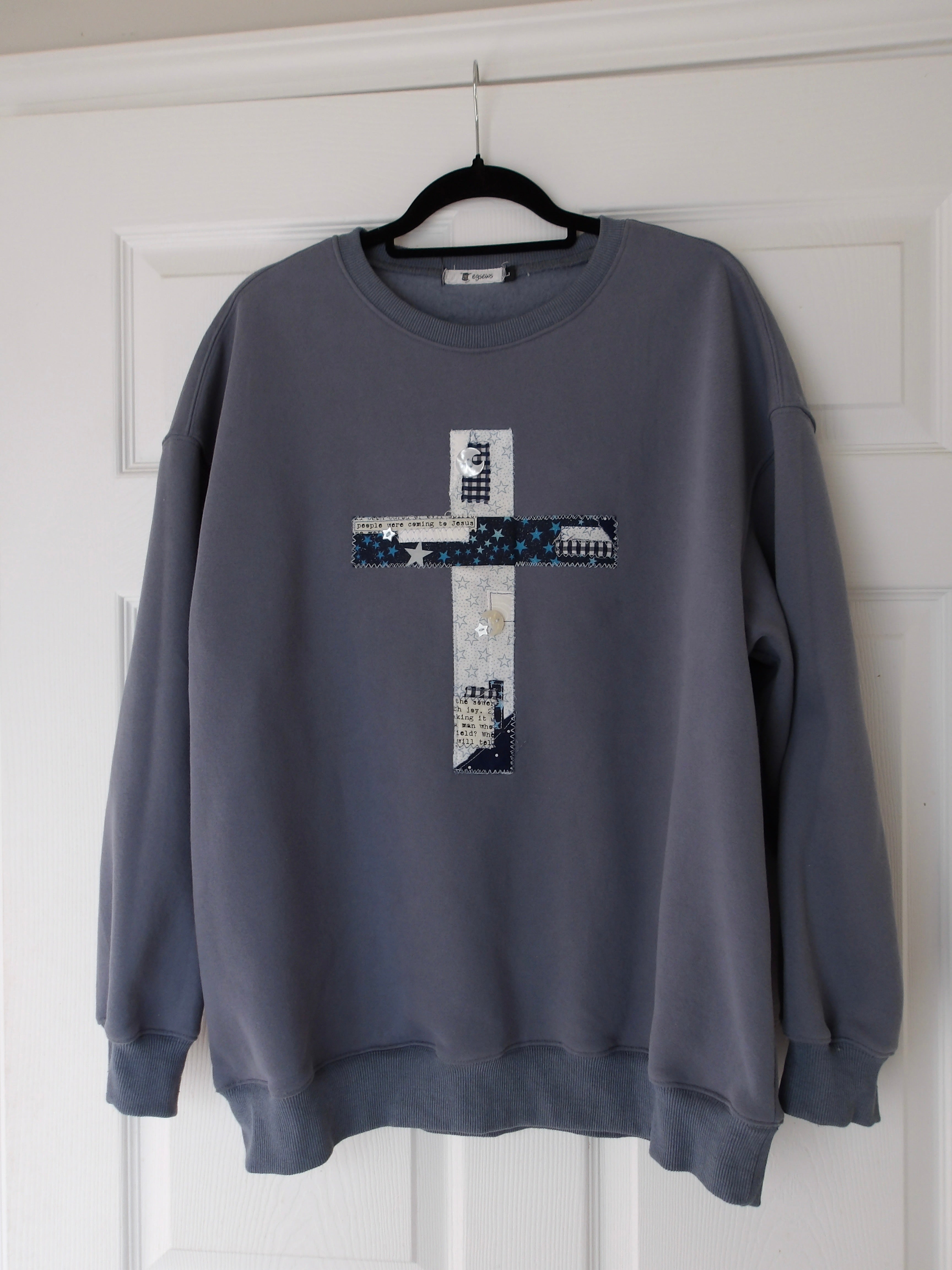 “So Will I” Patchwork Cross Crew