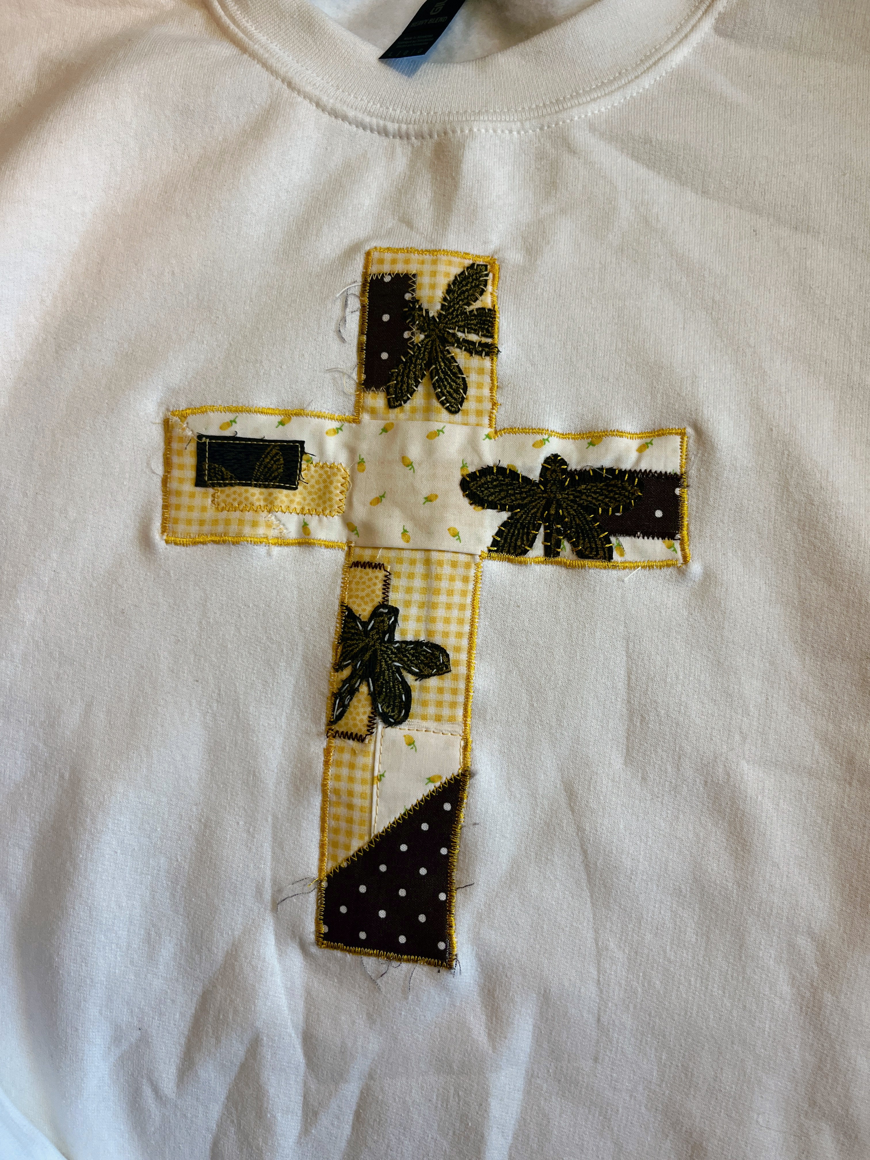 Hand-stitched Patchwork Cross Crew
