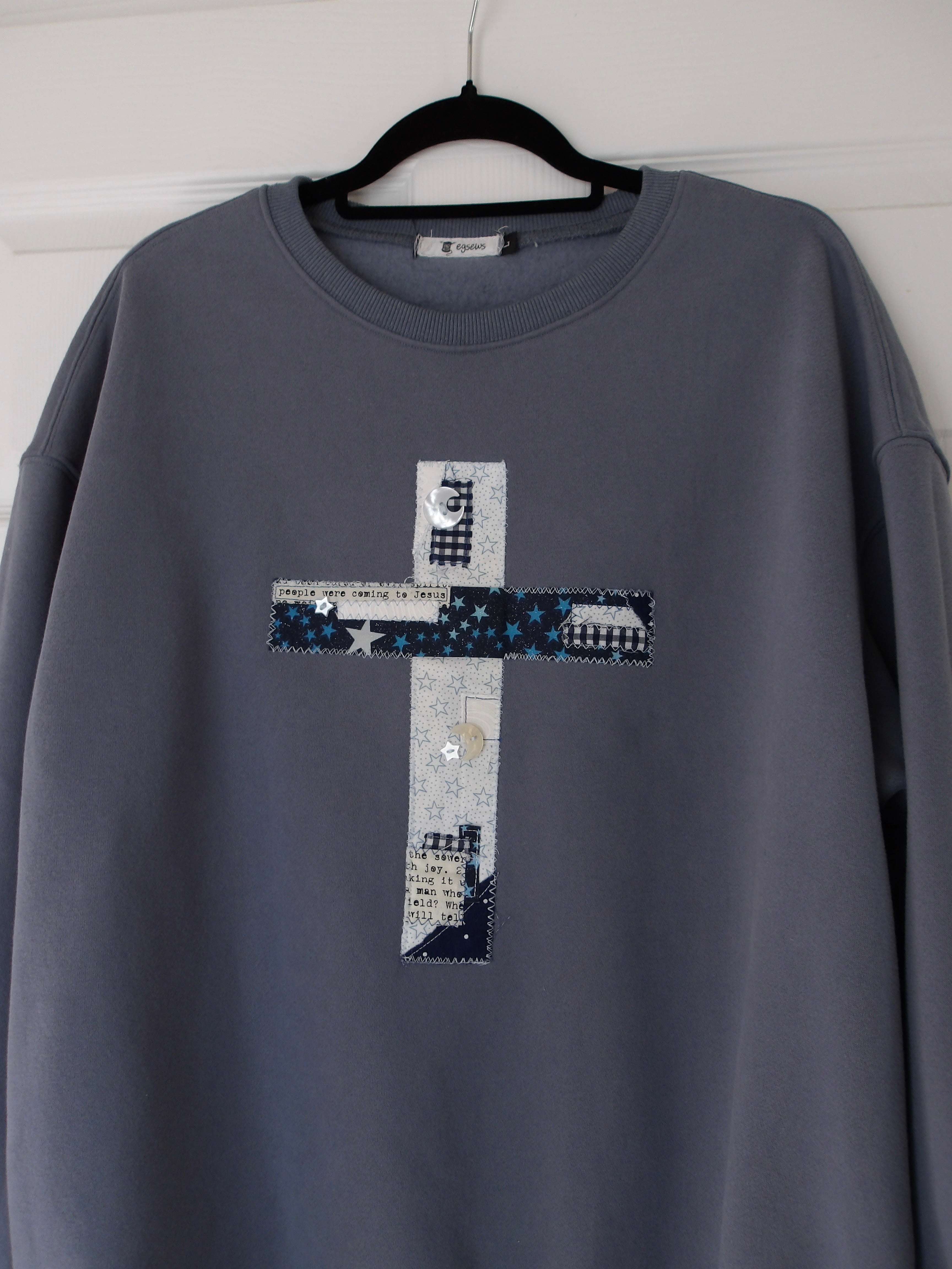 “So Will I” Patchwork Cross Crew