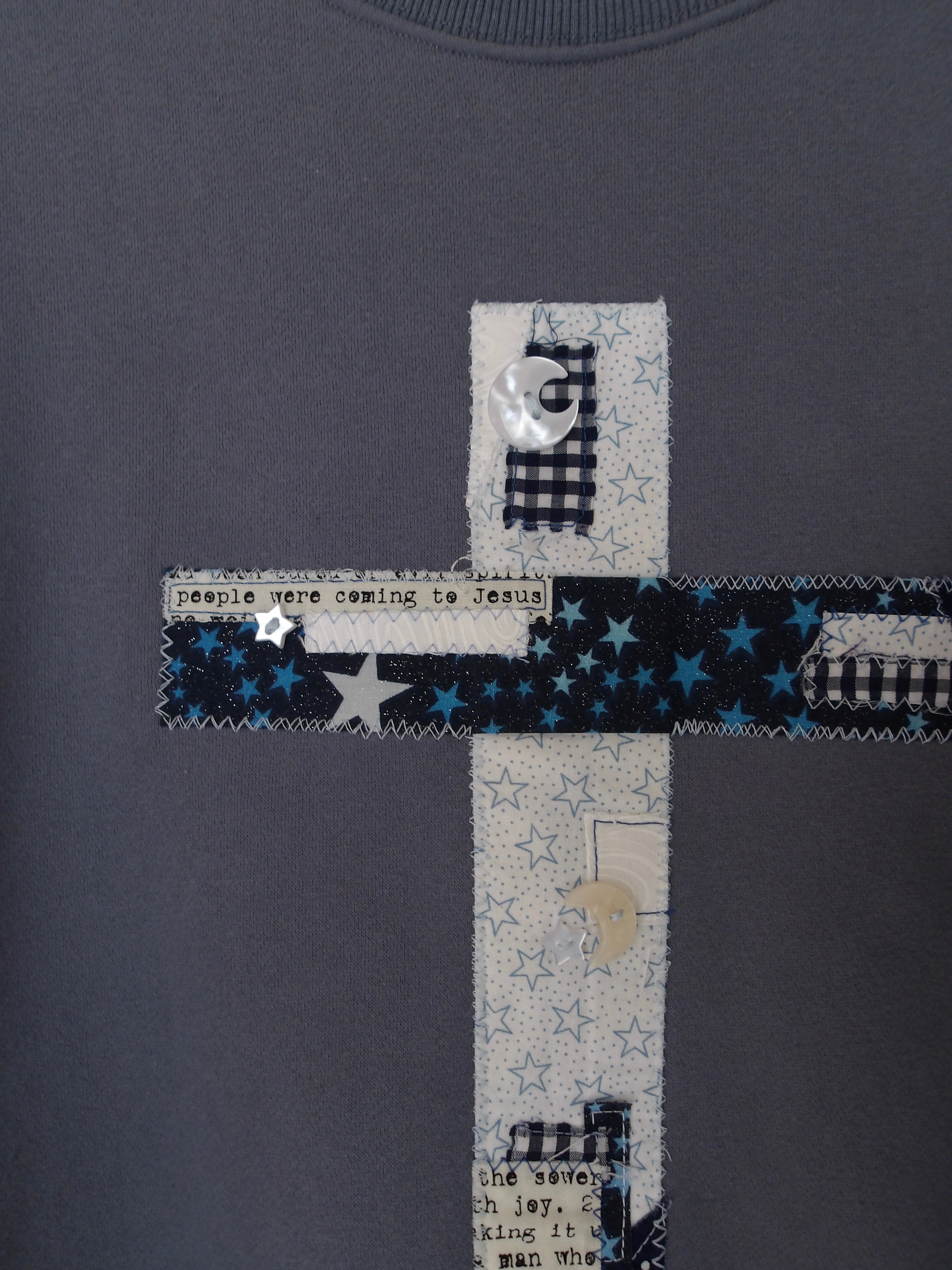 “So Will I” Patchwork Cross Crew