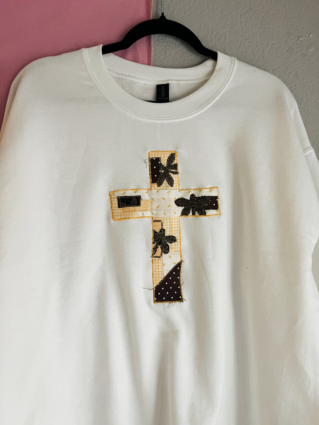 Hand-stitched Patchwork Cross Crew