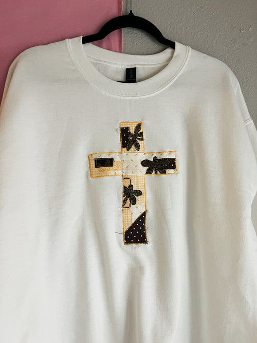 Hand-stitched Patchwork Cross Crew
