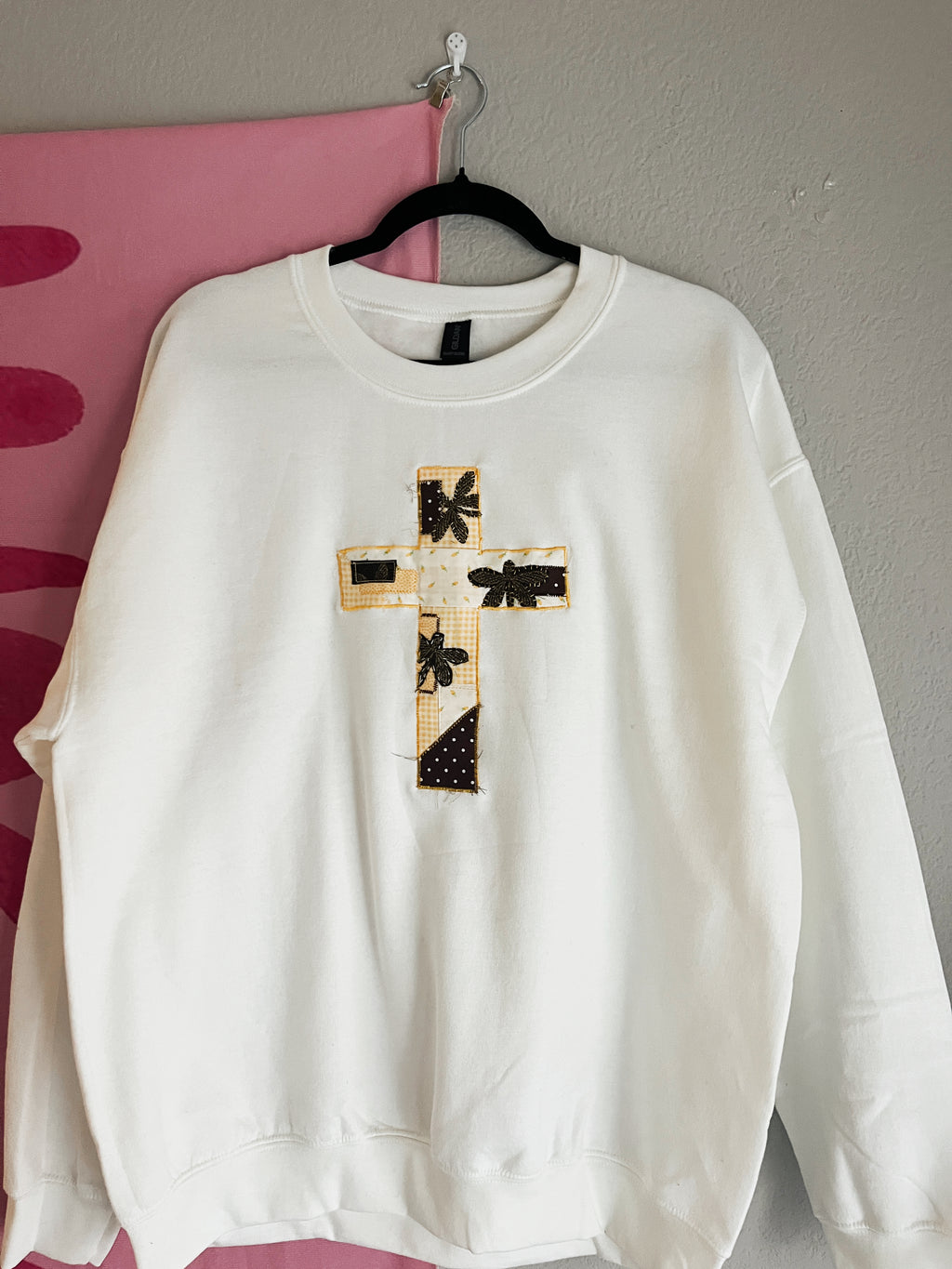 Hand-stitched Patchwork Cross Crew
