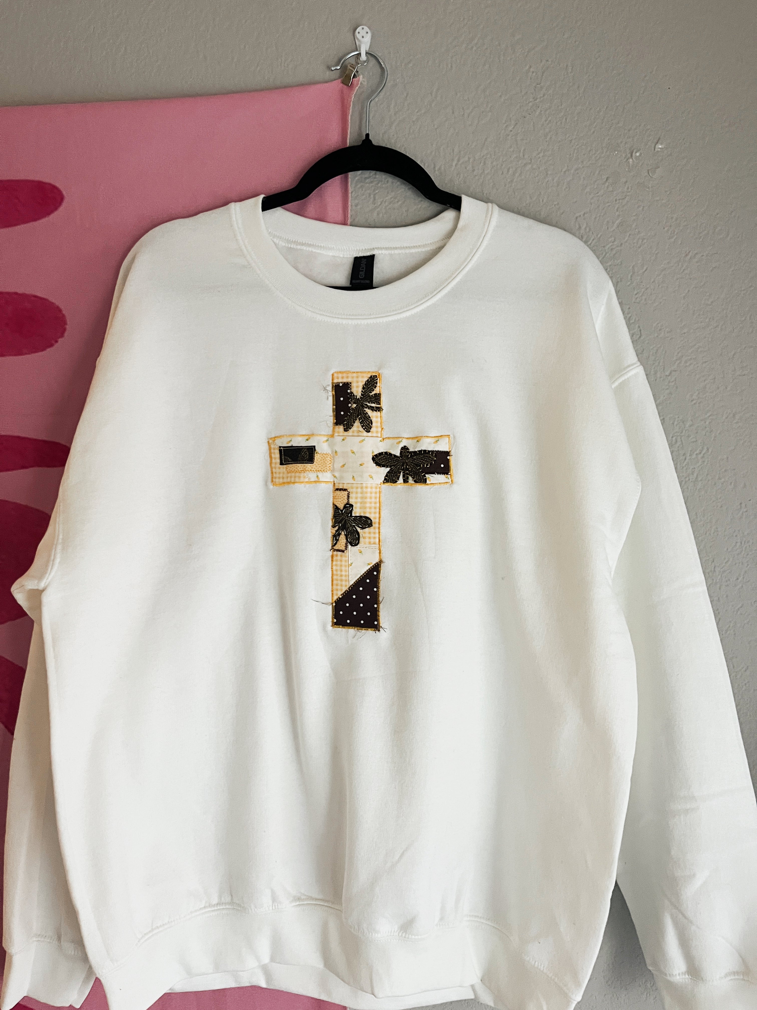 Hand-stitched Patchwork Cross Crew